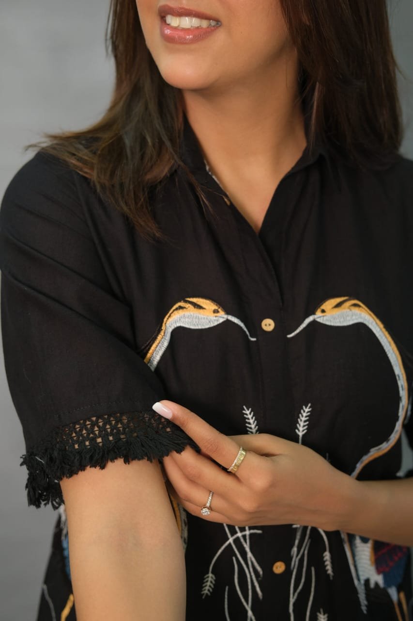 Black Coord Set with Elegant Embroidery Work